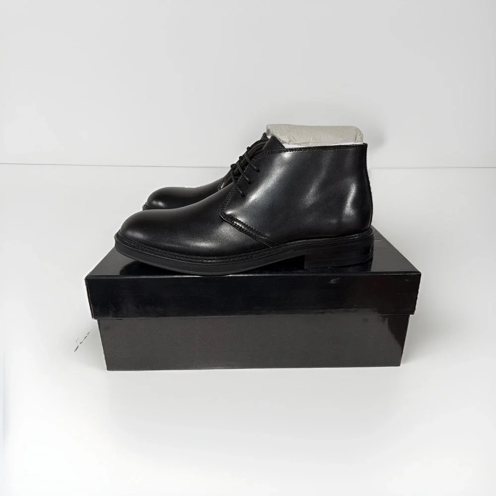 Vittorio Russo Whitman Chukka Boots Mens 9.5 Black Lace Up Shoes New In Box NIB